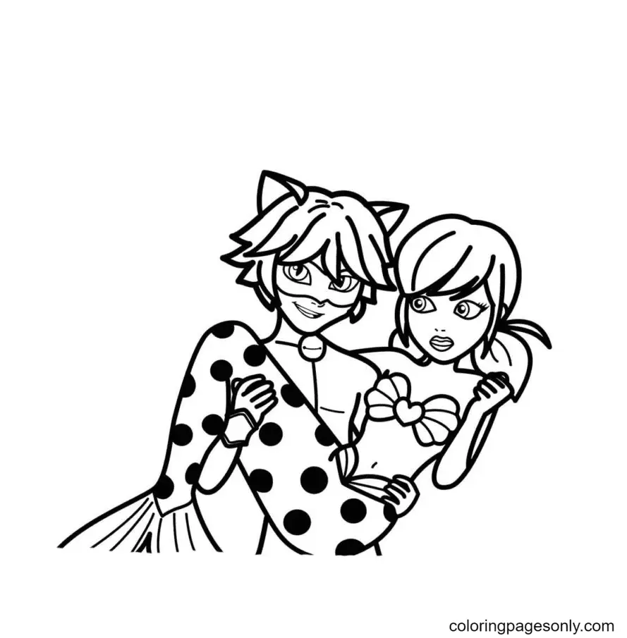 Ladybug Y Cat Noir Para Colorear 1