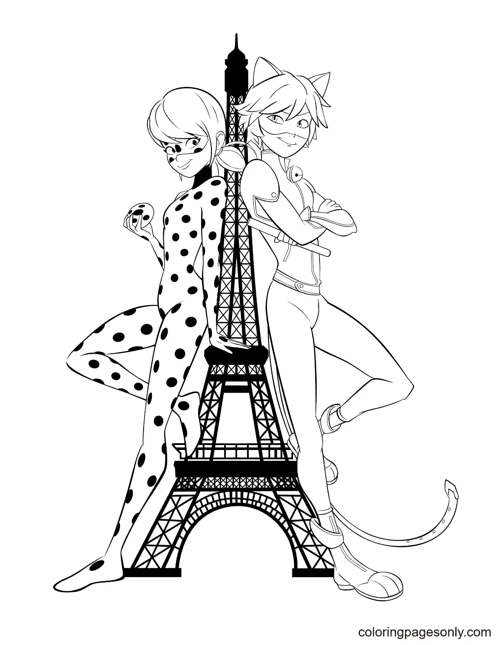 Ladybug and Cat Noir Coloring Pages 10