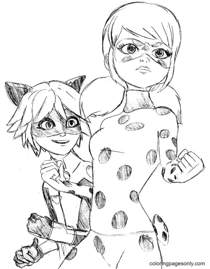 Ladybug Y Cat Noir Para Colorear 17