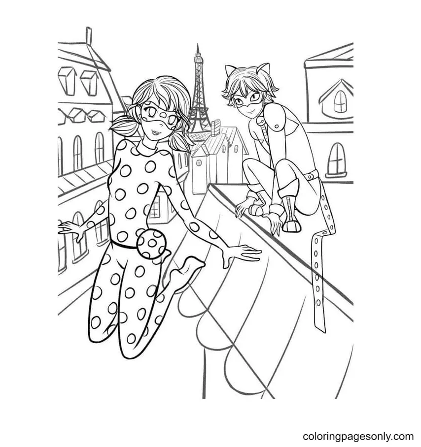 Ladybug Y Cat Noir Para Colorear 79