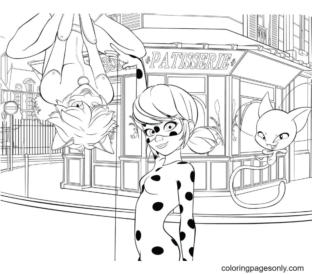 Marienkäfer und Cat Noir Ausmalbilder 8