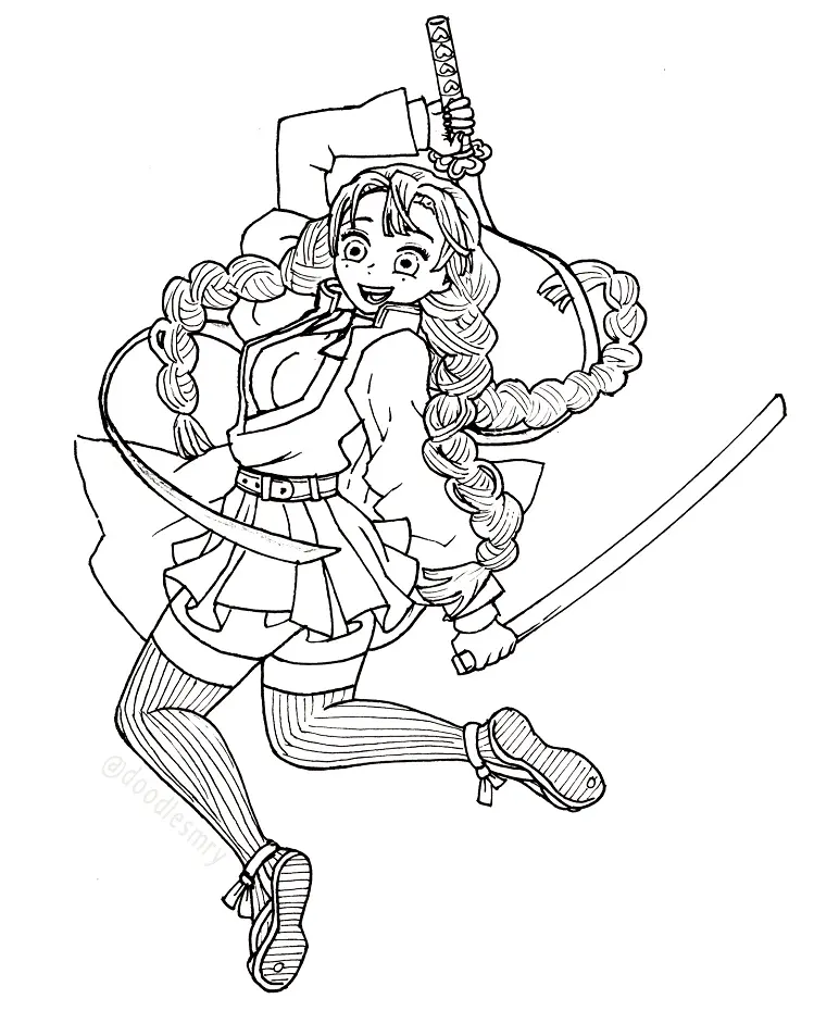 Mitsuri Kanroji Coloring Pages 14