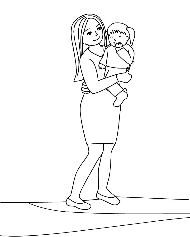 Mom and Daughter Coloring Pages