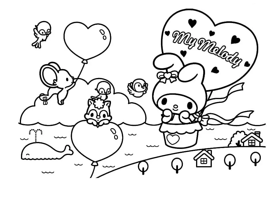 My Melody Coloring Pages 44