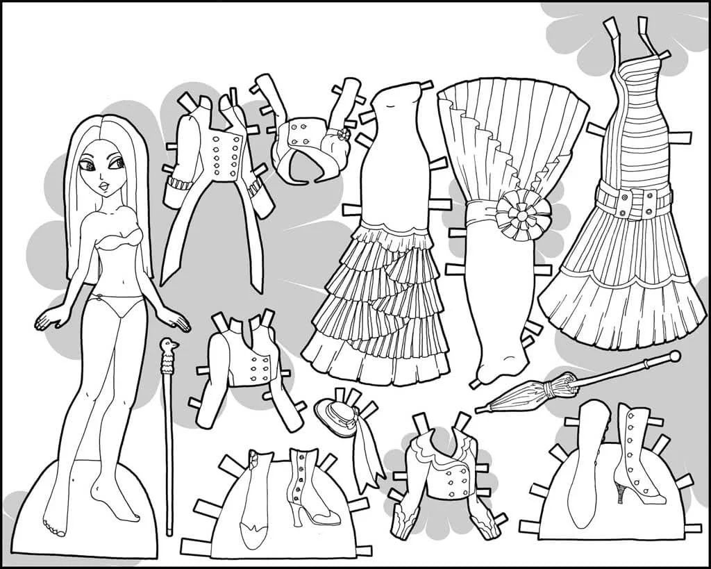 Paper Doll Coloring Pages 14