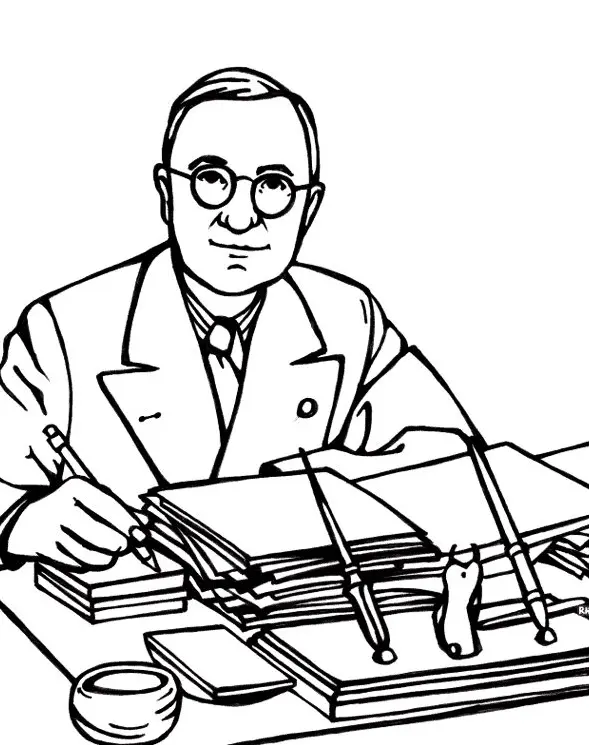 Presidente Harry S Truman Para Colorear 11