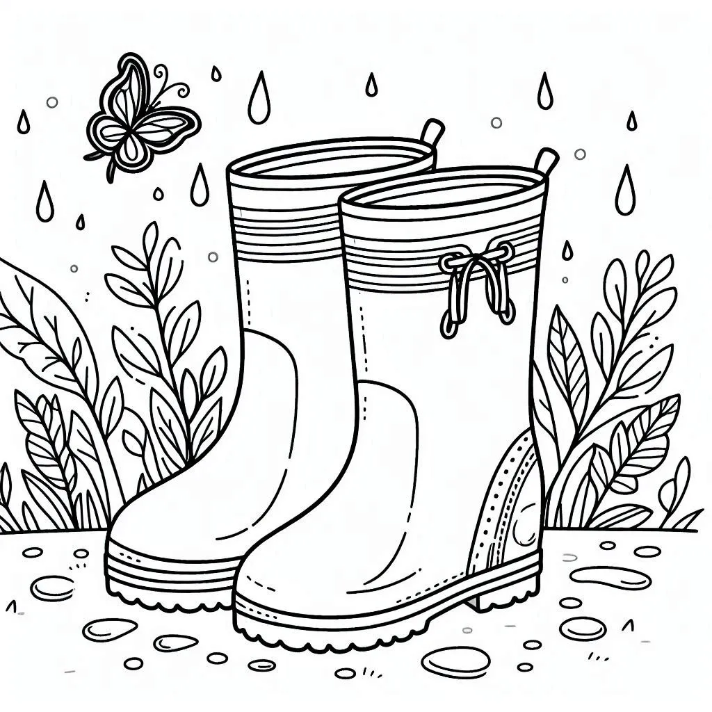 Botas de Lluvia para Colorear 10