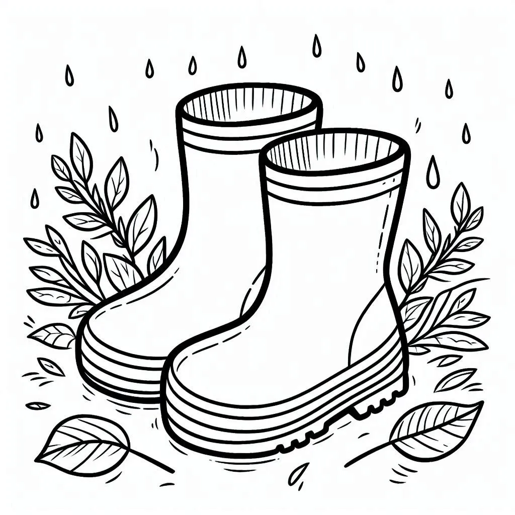 Botas de Lluvia para Colorear 12