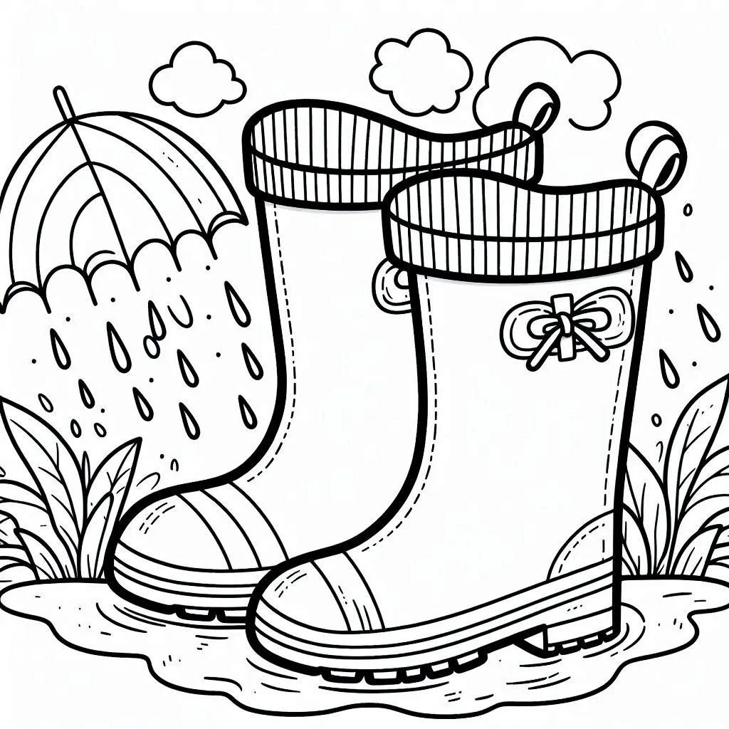 Botas de Lluvia para Colorear 13