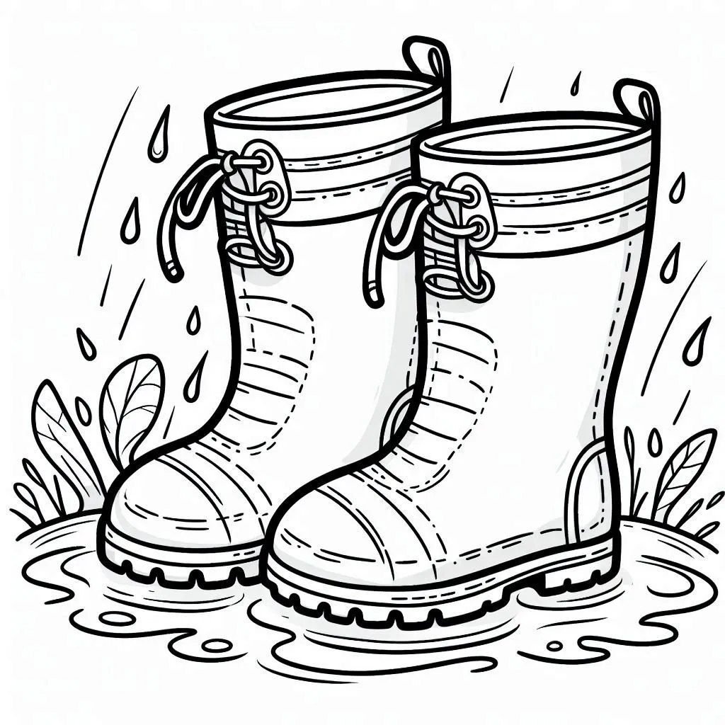 Botas de Lluvia para Colorear 17