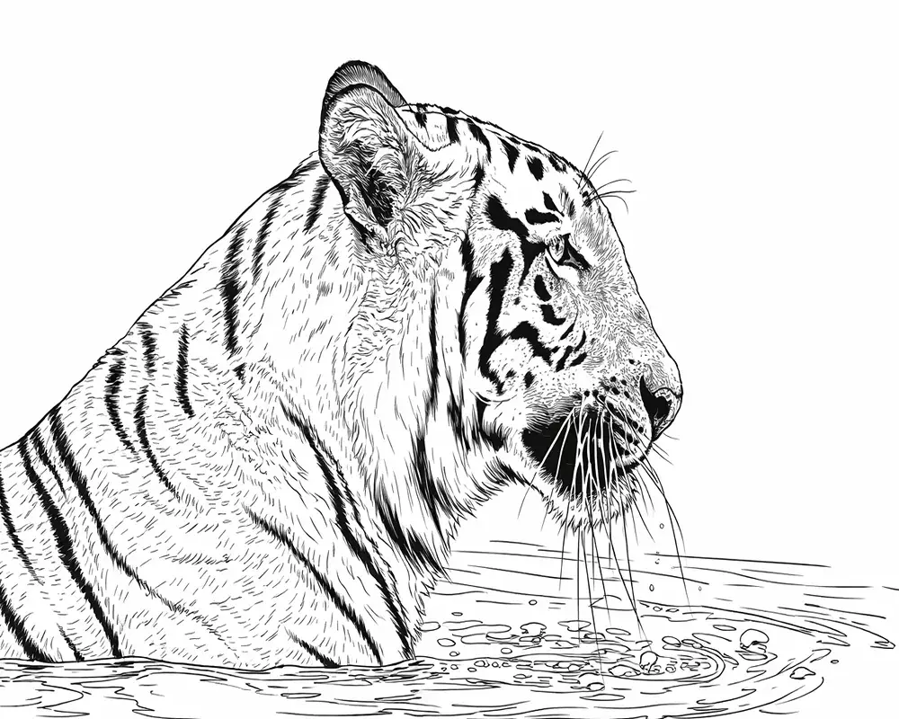 Tigre Realista para Colorear 10