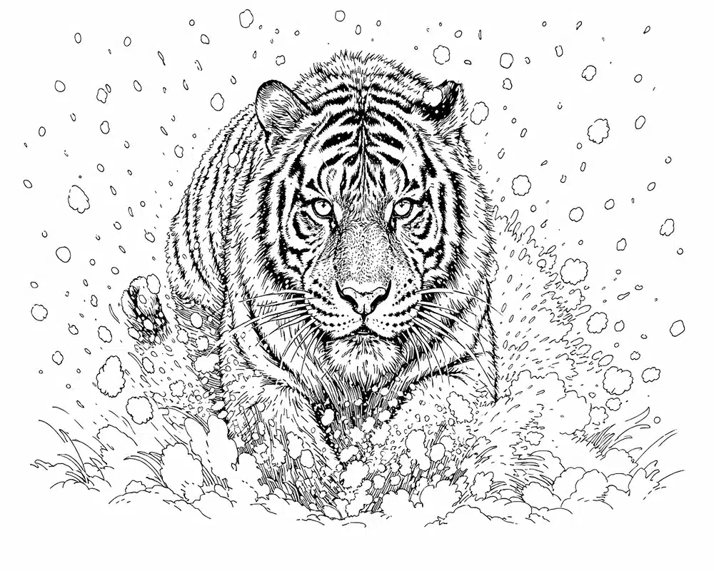 Tigre Realista para Colorear 5