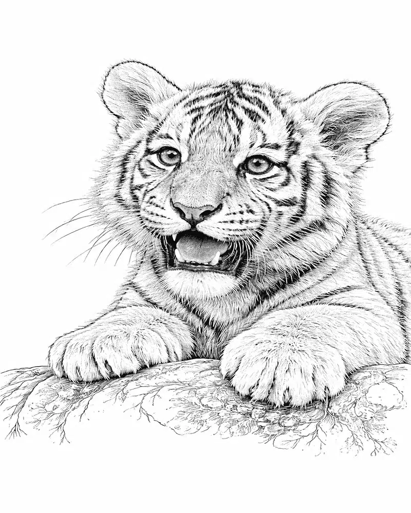Tigre Realista para Colorear 8
