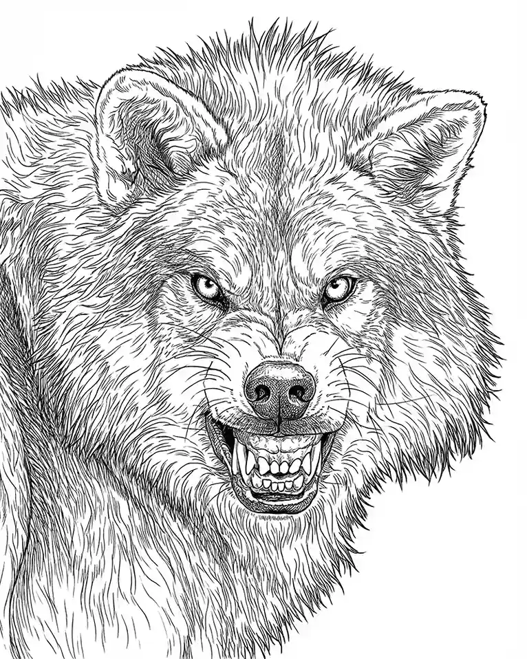 Lobo Realista para Colorear 2