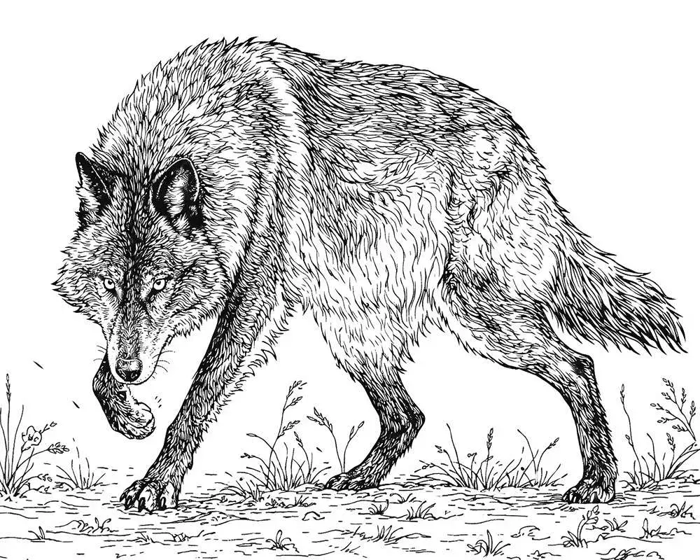 Lobo Realista para Colorear 7
