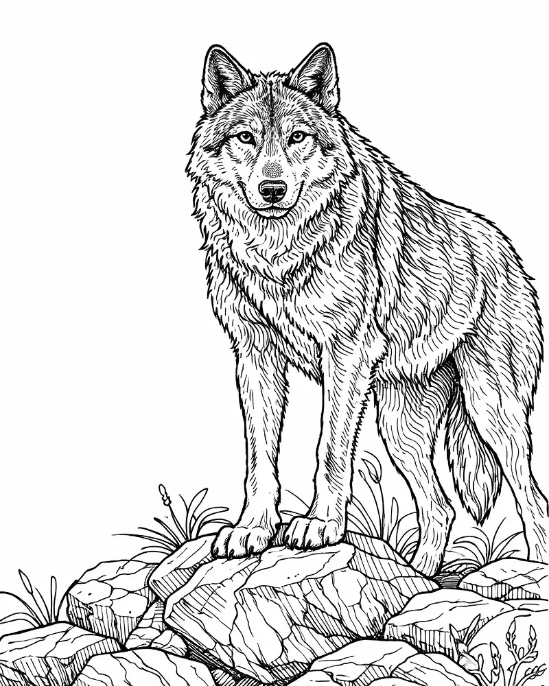 Lobo Realista para Colorear 8