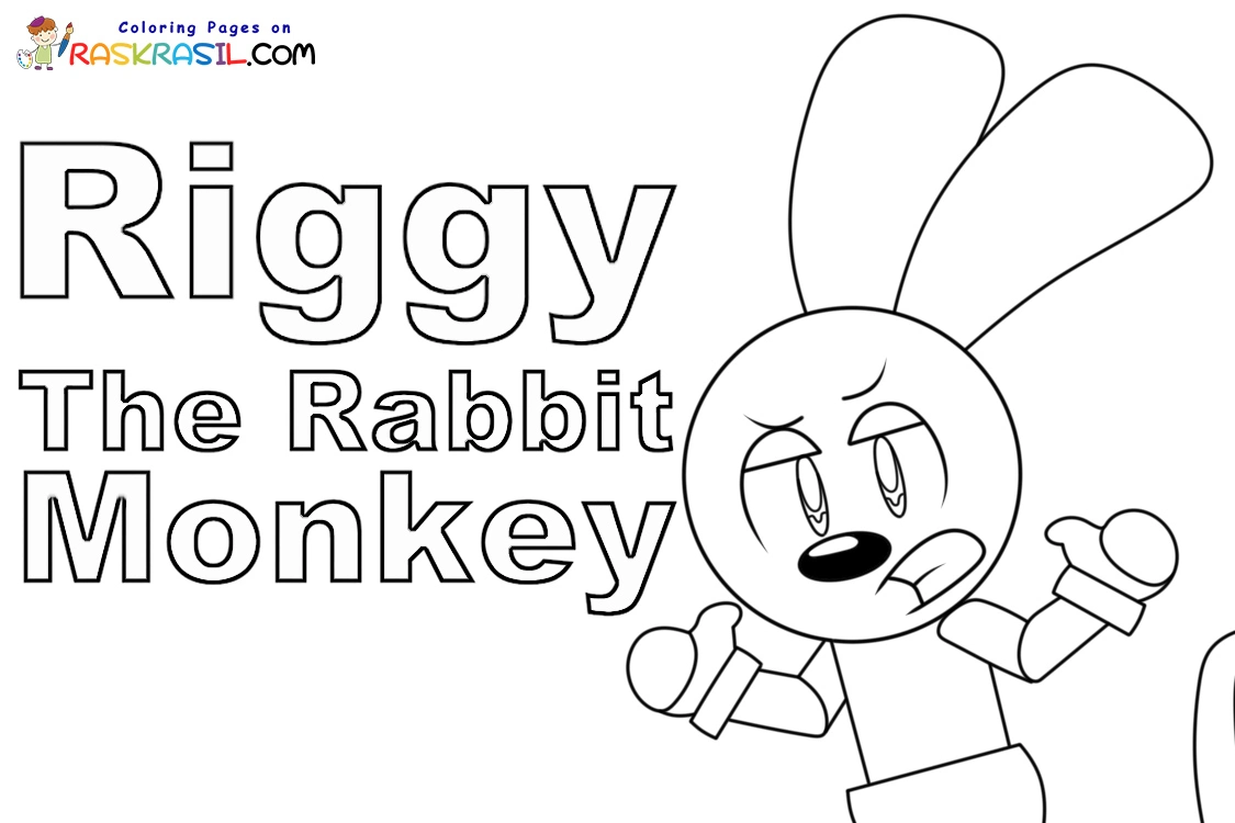 Riggy el Conejo Mono para Colorear 1