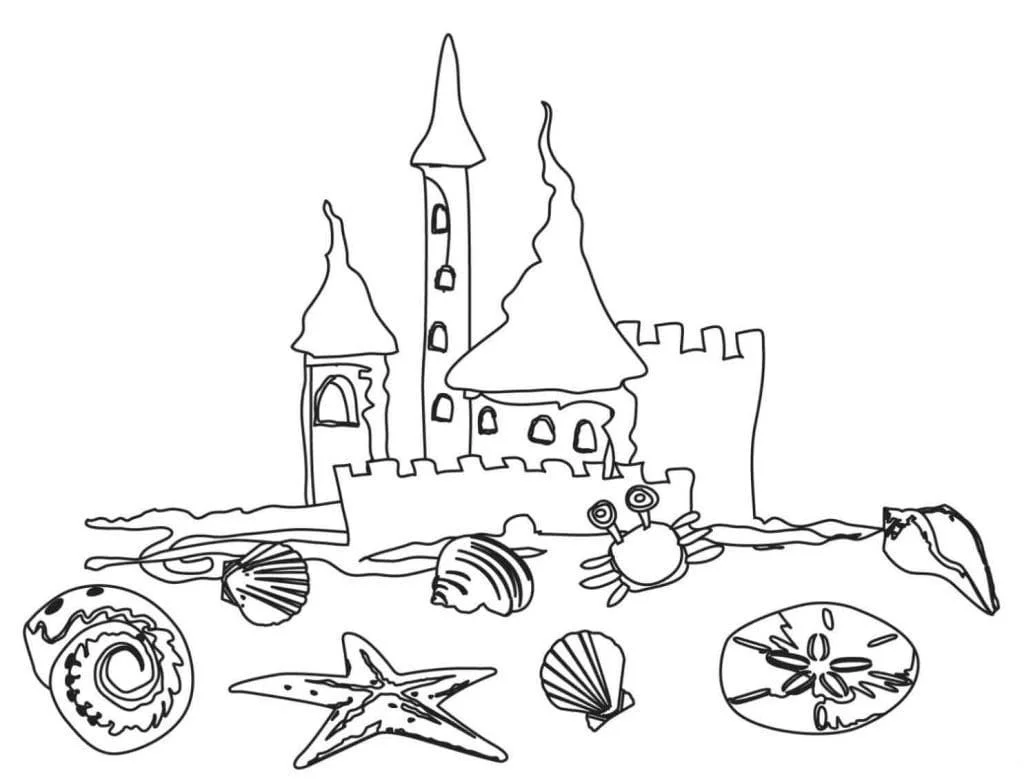 Desenhos de Castelo de Areia Para Colorir 79