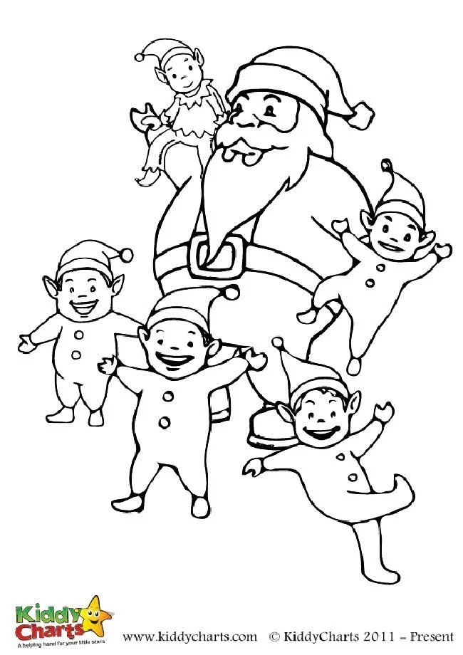 Weihnachtsmann und Elf Ausmalbilder 4