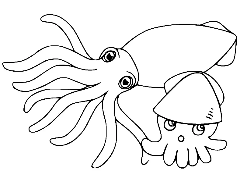 Squid Coloring Pages 11