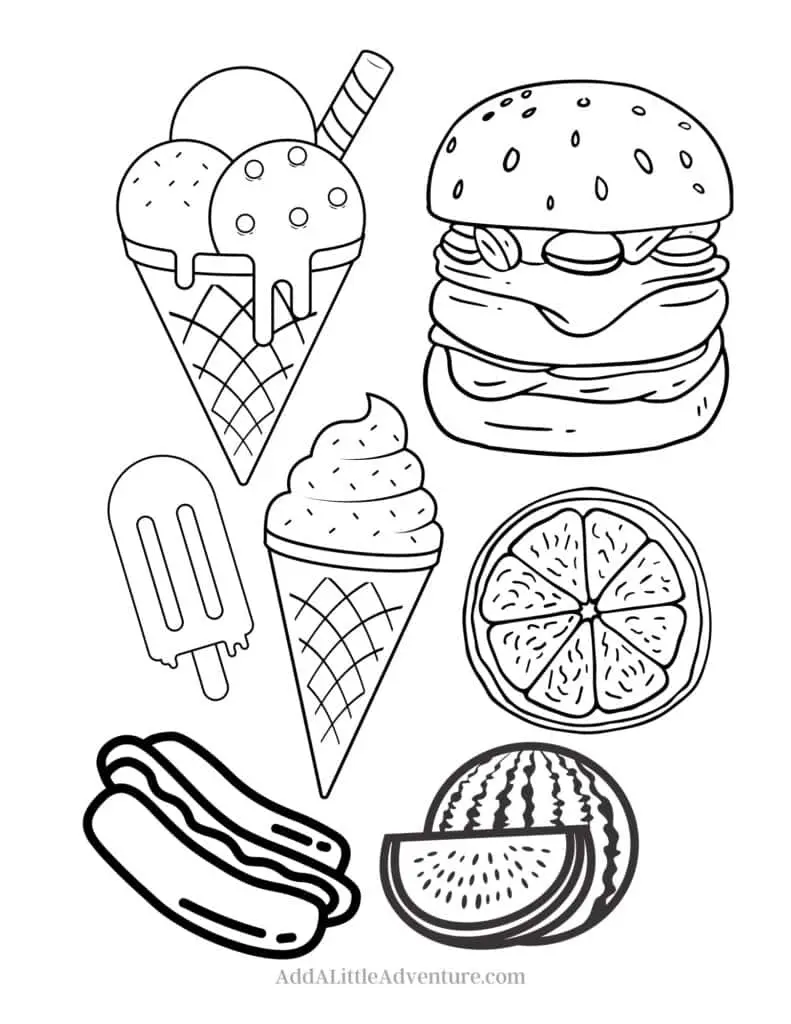 Comida de verao Para Colorir 2