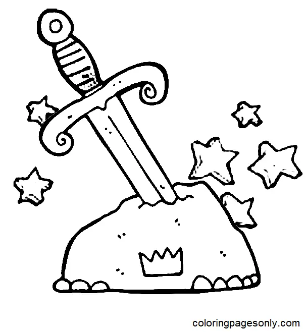 Desenhos de Espada Na Pedra Para Colorir 5
