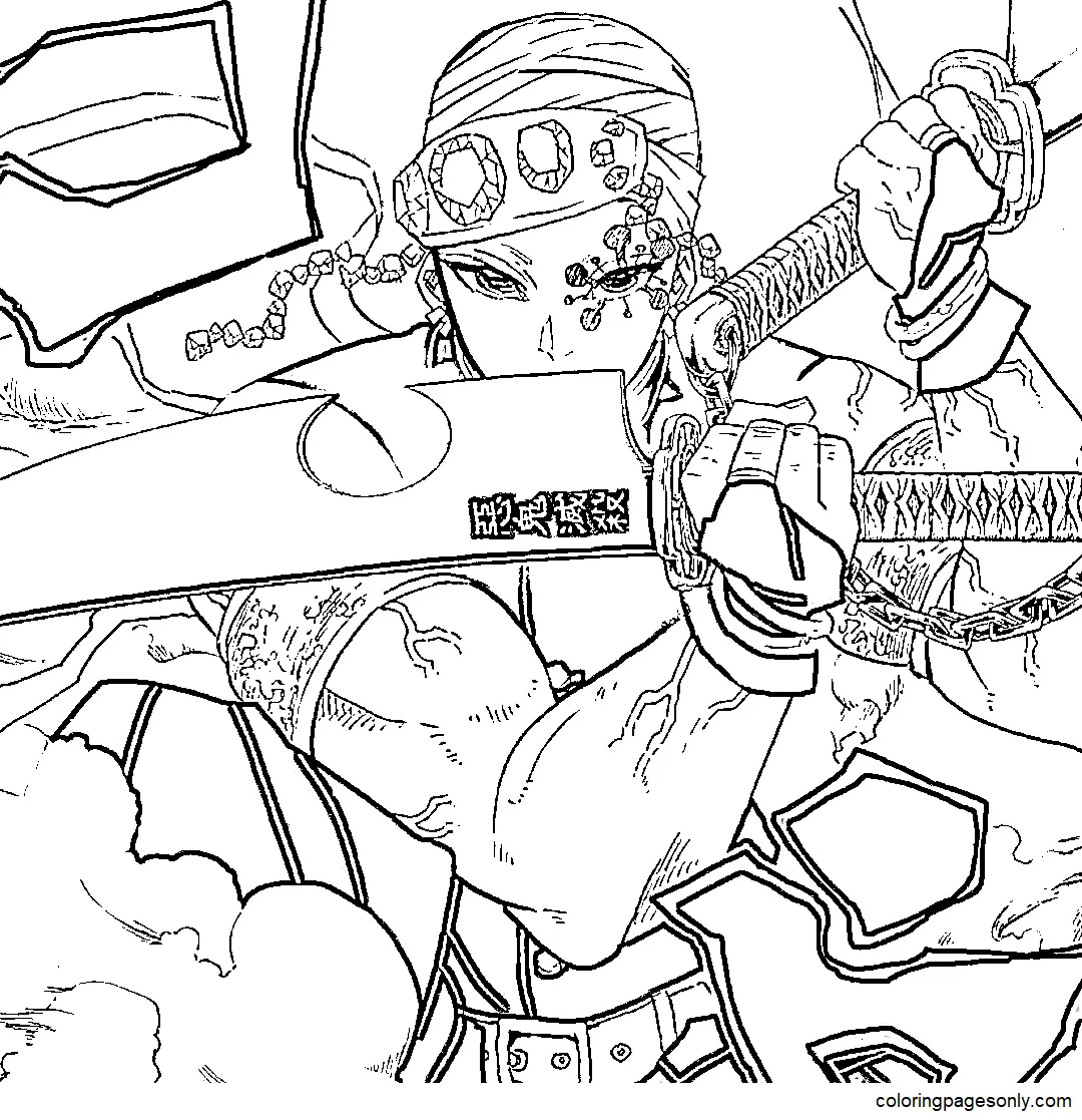 Tengen Uzui Coloring Pages 11