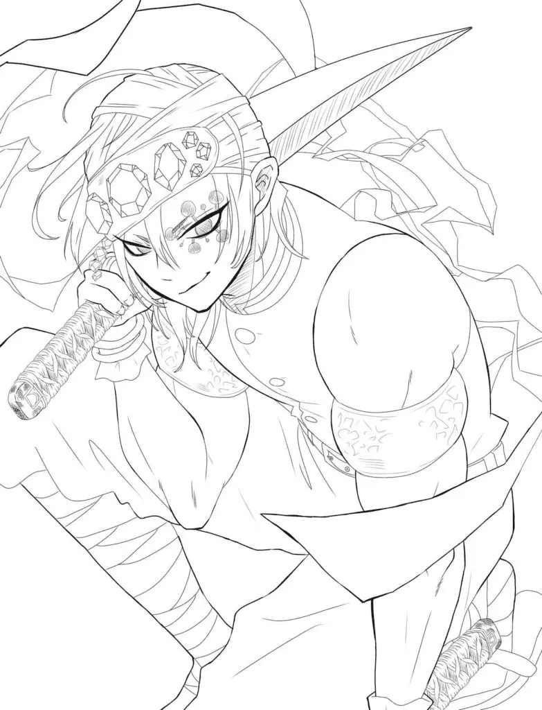 Tengen Uzui Coloring Pages 12