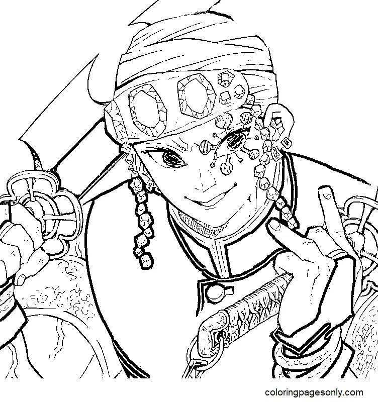 Tengen Uzui Coloring Pages 20