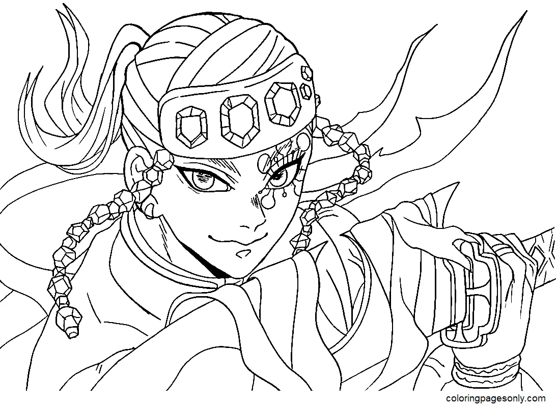 Tengen Uzui Coloring Pages 3
