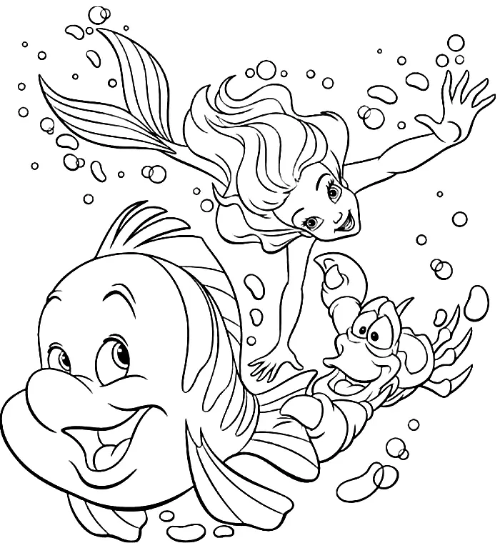 Desenhos de A Pequena Sereia para colorir 14