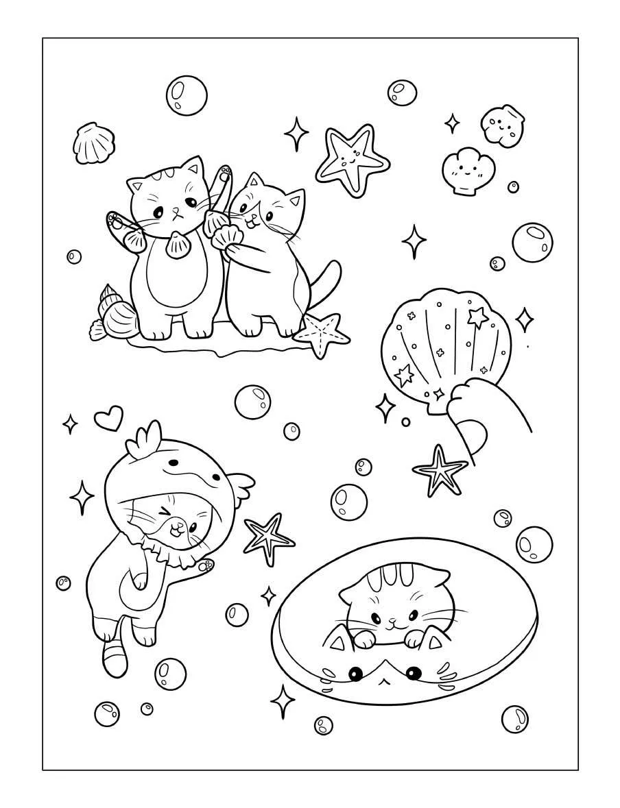Tiny Cats Coloring Pages 12