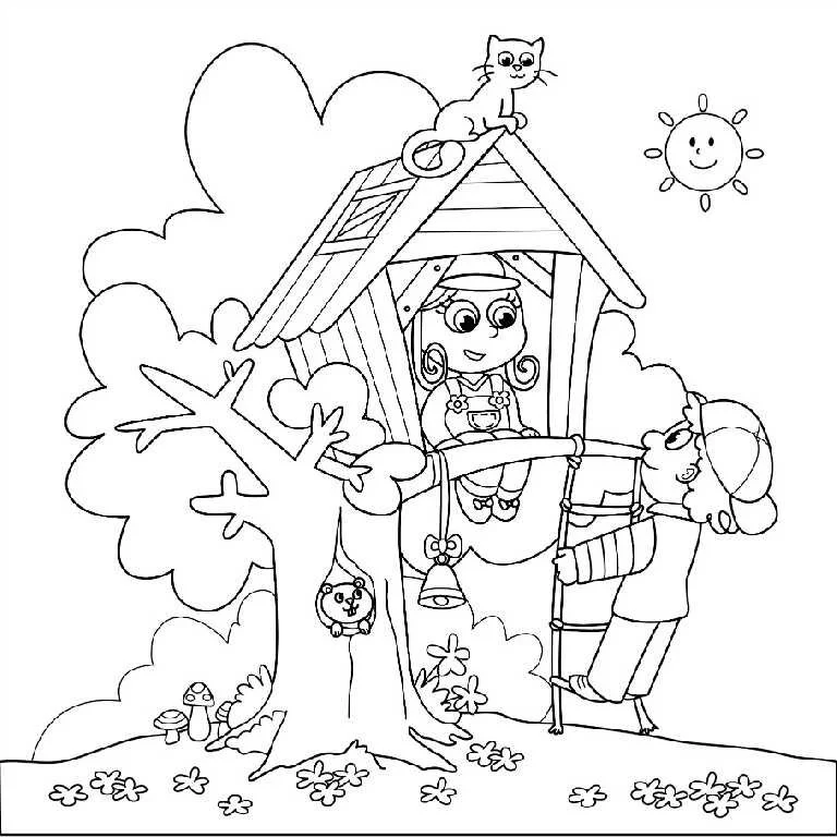 Casa Del arbol Para Colorear 11