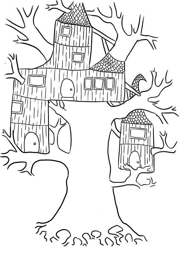 Casa Del arbol Para Colorear 16