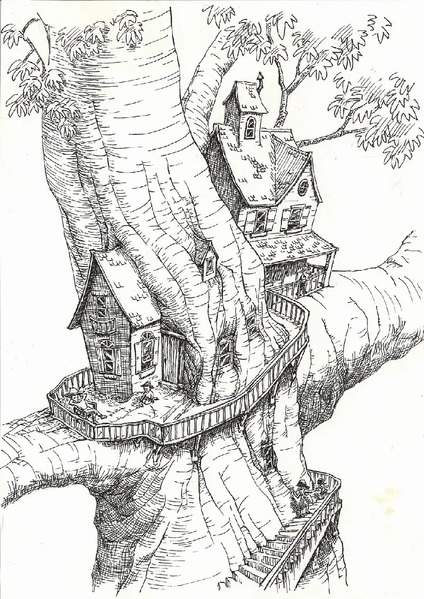 Casa Del arbol Para Colorear 20