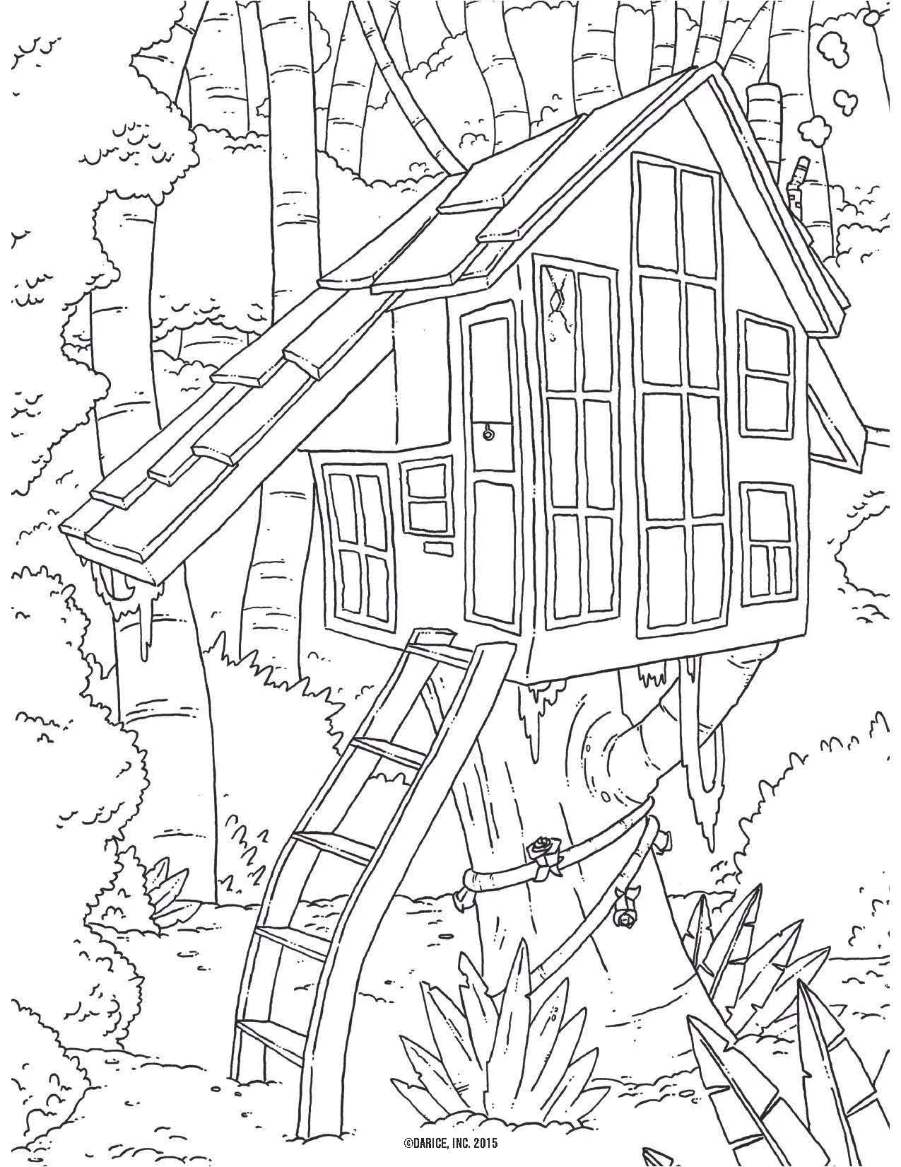 Casa Del arbol Para Colorear 5