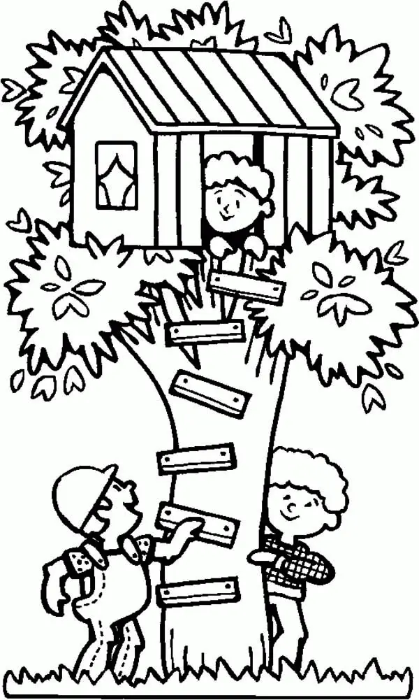 Casa Del arbol Para Colorear 7