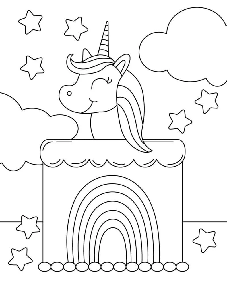 Unicorn Cake Coloring Pages 14