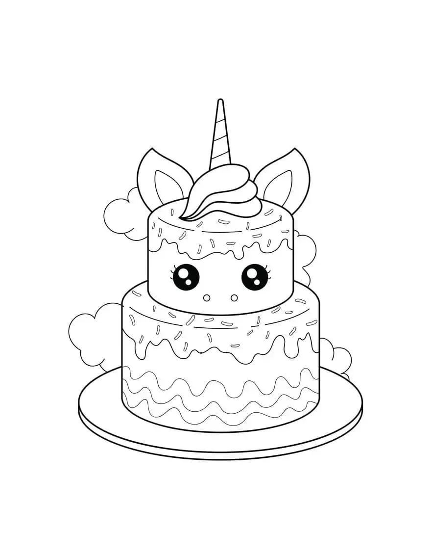Unicorn Cake Coloring Pages 35