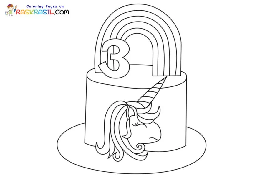 Unicorn Cake Coloring Pages 4