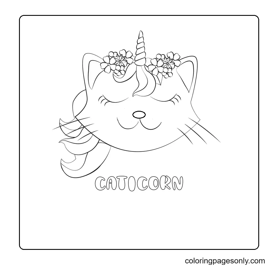 Unicorn Cat Coloring Pages 105