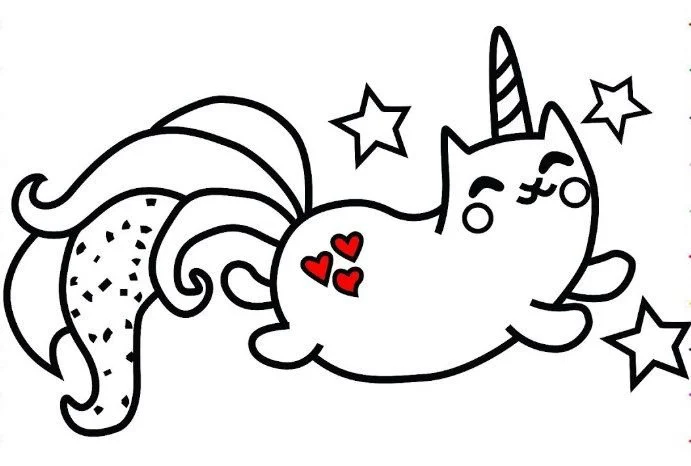 Desenhos de Gato Unicornio Para Colorir 13