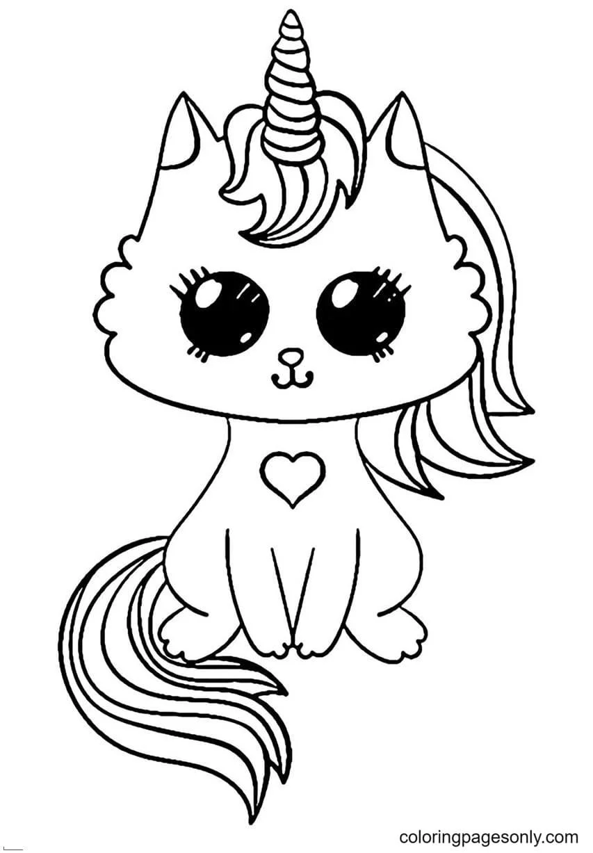 Desenhos de Gato Unicornio Para Colorir 2