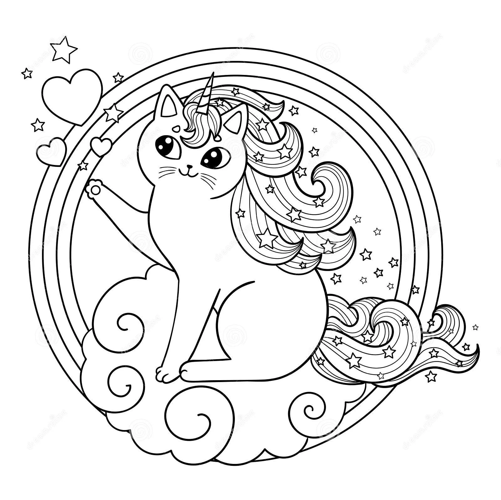 Desenhos de Gato Unicornio Para Colorir 24