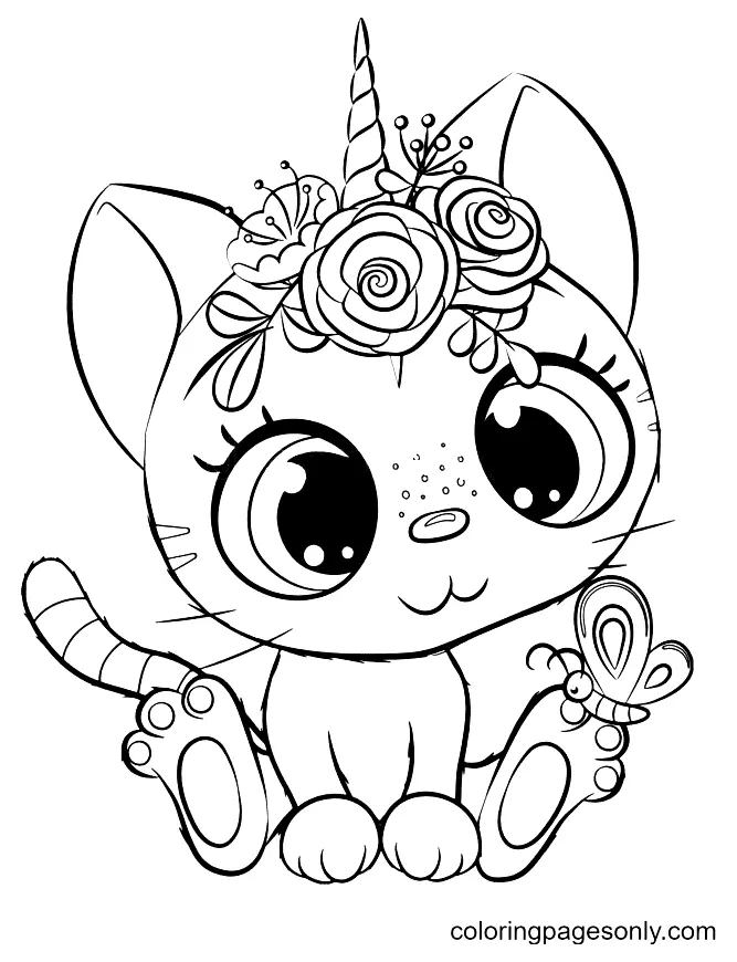 Desenhos de Gato Unicornio Para Colorir 34