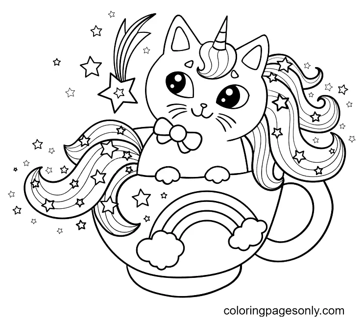 Desenhos de Gato Unicornio Para Colorir 42