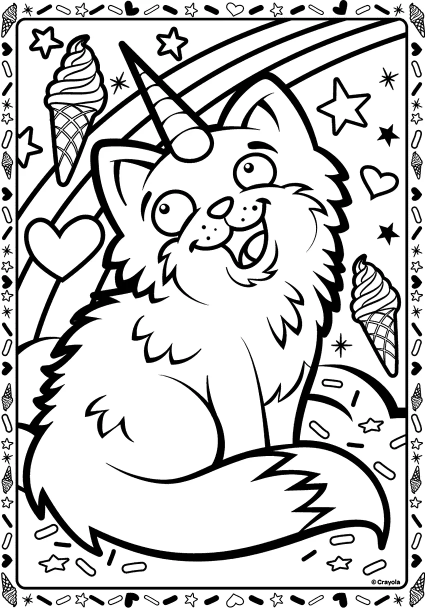 Unicorn Cat Coloring Pages 53
