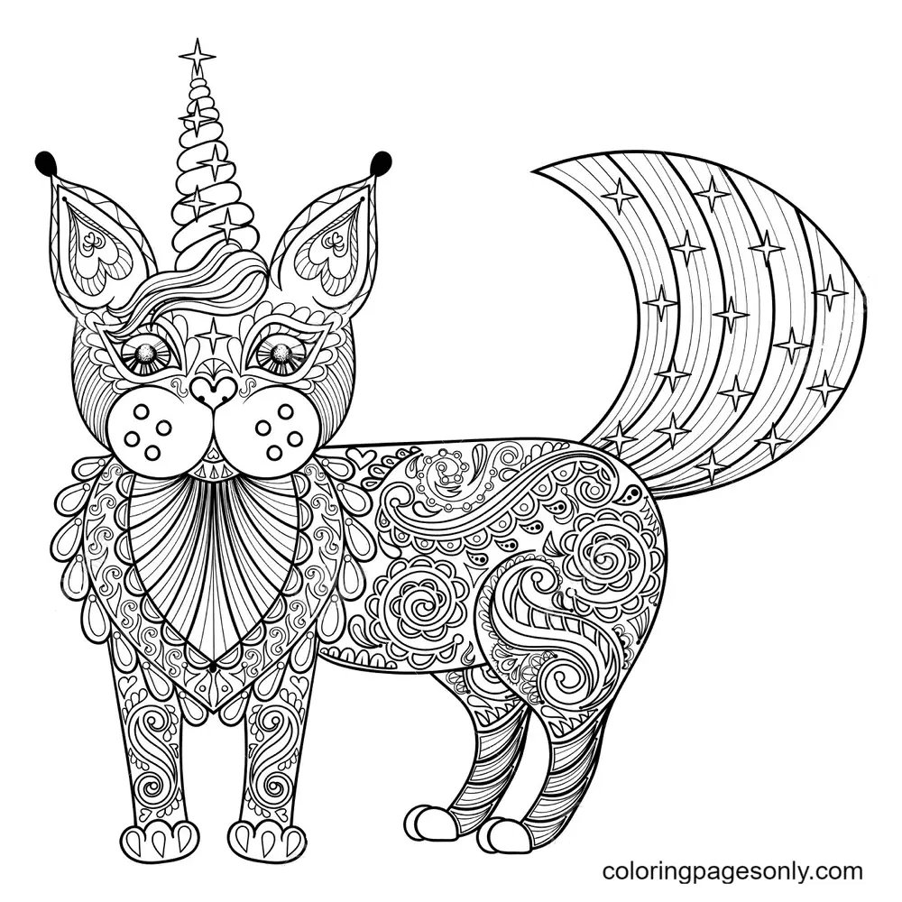 Unicorn Cat Coloring Pages 67