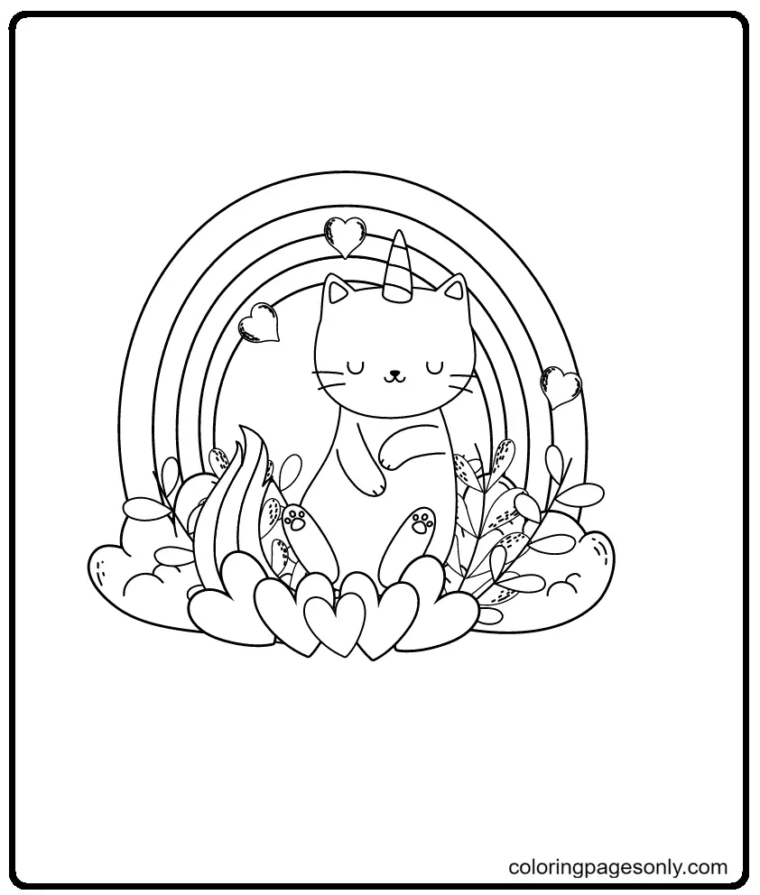 Unicorn Cat Coloring Pages 69