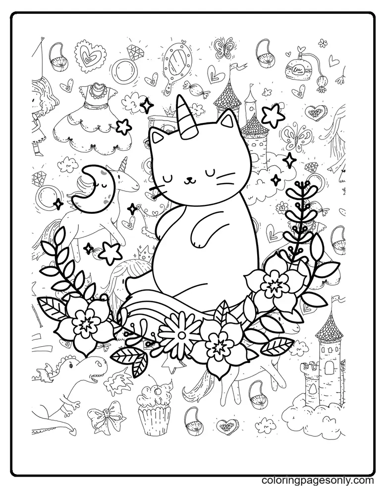 Unicorn Cat Coloring Pages 70